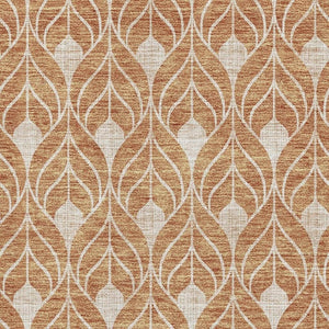 HomeRoots 8' X 10' Copper and Beige Geometric Area Rug - Washable, UV-Protected, Durable for Modern Living Spaces 673997
