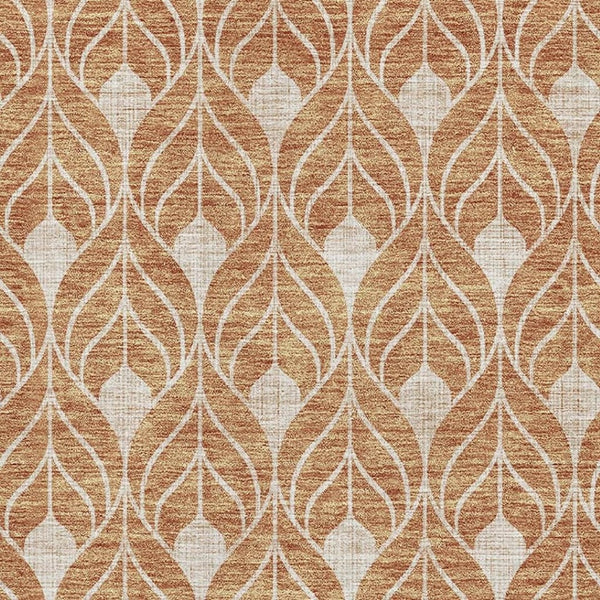 HomeRoots 8' X 10' Copper and Beige Geometric Area Rug - Washable, UV-Protected, Durable for Modern Living Spaces 673997