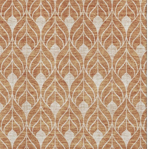 HomeRoots 8' X 10' Copper and Beige Geometric Area Rug - Washable, UV-Protected, Durable for Modern Living Spaces 673997