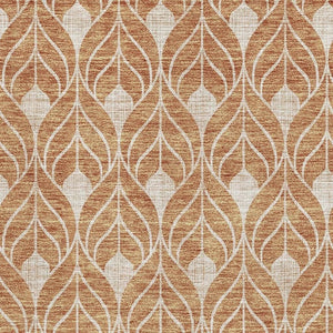 HomeRoots 9' X 12' Stylish Copper Beige Geometric Area Rug – Washable, UV-Protected, Durable for Family Life 673998