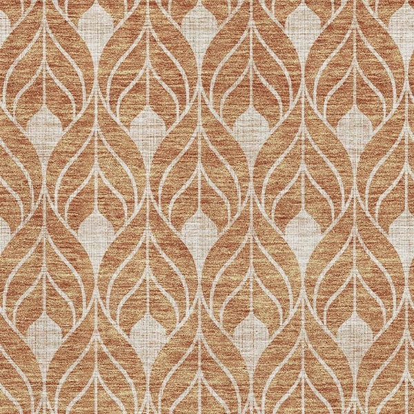 HomeRoots 9' X 12' Stylish Copper Beige Geometric Area Rug – Washable, UV-Protected, Durable for Family Life 673998