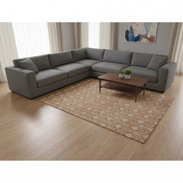 HomeRoots 10' Copper & Beige Geometric Washable Area Rug - UV-Protected, Durable, Perfect for Families & Pets 673999