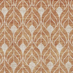 HomeRoots 10' Copper & Beige Geometric Washable Area Rug - UV-Protected, Durable, Perfect for Families & Pets 673999