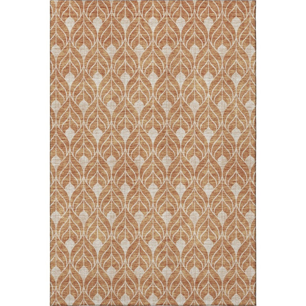 HomeRoots 10' Copper & Beige Geometric Washable Area Rug - UV-Protected, Durable, Perfect for Families & Pets 673999