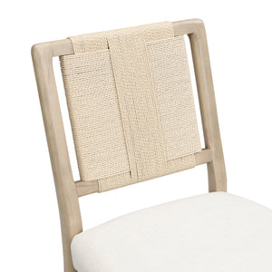 English Elm Christopher Knight Home® - Upholstered dining chair with woven rope backrest set of 2 - elegant curved weave, sturdy rubberwood frame and easy assembly Beige,Natural Ash N771P361494A
