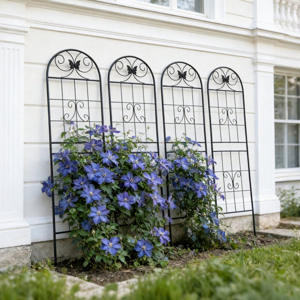 English Elm 4 Pack Powder-coated Metal Garden Trellis Panels Rustproof Climbing Plant Support Outdoor W1586P266862