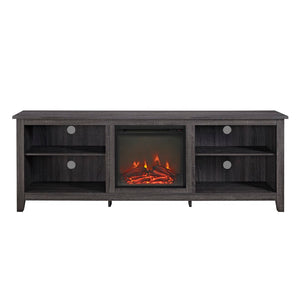 English Elm Walker Edison - Modern Transitional Wood 70" Fireplace Tv Stand For 80" Tvs With 2 Shelves - Charcoal