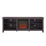 English Elm Walker Edison - Modern Transitional Wood 70" Fireplace Tv Stand For 80" Tvs With 2 Shelves - Charcoal