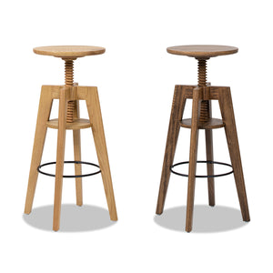 English Elm Jennifer Taylor Home - Spencer Oak Adjustable Bar Counter Stool in Walnut Brown — Minimalist Scandinavian Design, Durable Solid Wood, Ergonomic Footrest B2719P252308