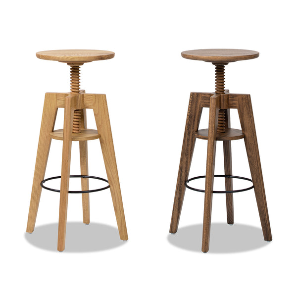 English Elm Jennifer Taylor Home - Spencer Oak Adjustable Bar Counter Stool in Walnut Brown — Minimalist Scandinavian Design, Durable Solid Wood, Ergonomic Footrest B2719P252308