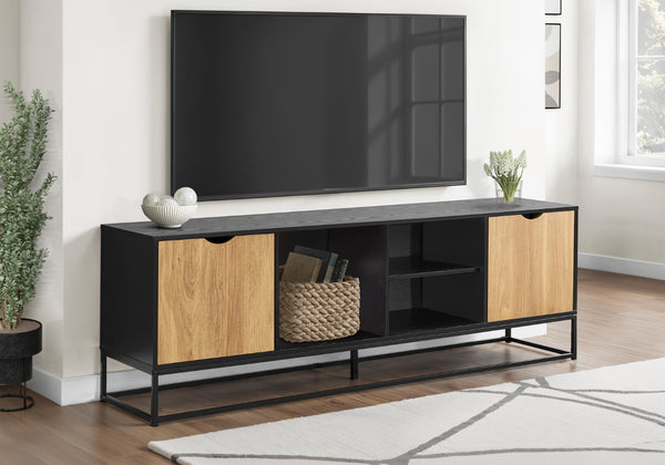 English Elm Tv Stand 72 Inch Media Console Laminate Finish Solid Wood Legs Cable Management Storage B2710P461909