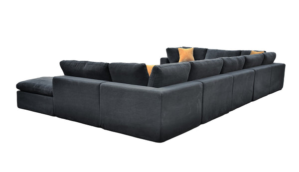 English Elm Coffee Bean Upholstered Modular Sectional Sofa with Toss Pillows Lounge Style Dark Gray B2748S00085
