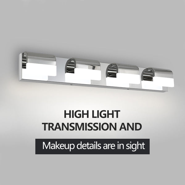 English Elm Modern 4-Light Led Bathroom Vanity Fixture - Chrome Wall Lighting For Mirrors, Energy-Efficient Illumination W2312P374899