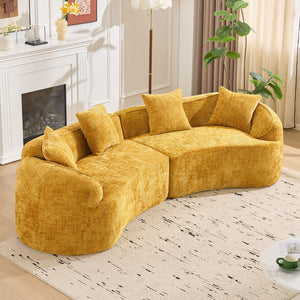 English Elm Yellow Curved Compressed Sofa - Nordic Design, Soft Upholstery, Versatile Comfort For Any Space W3612S00011-GIGA