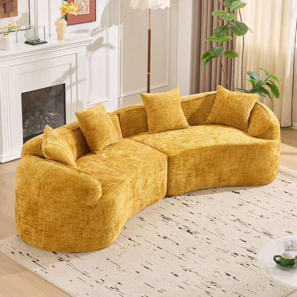 English Elm Yellow Curved Compressed Sofa - Nordic Design, Soft Upholstery, Versatile Comfort For Any Space W3612S00011-GIGA