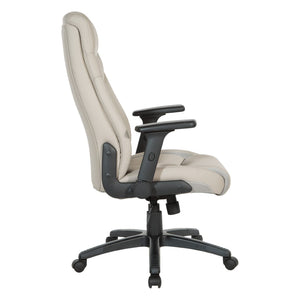 OSP Home Furnishings Exec Bonded Leather High Back Office Chair with Lumbar Support and Ergonomic Tilt Taupe EC90200-EC21