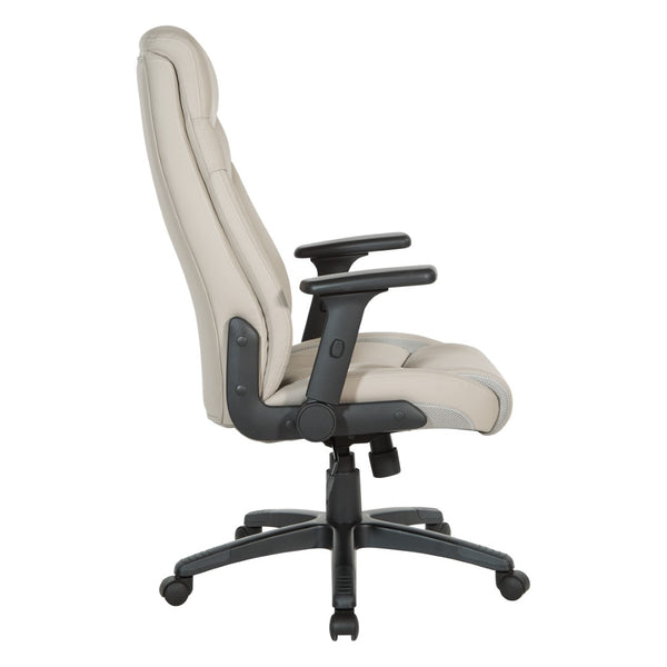 OSP Home Furnishings Exec Bonded Leather High Back Office Chair with Lumbar Support and Ergonomic Tilt Taupe EC90200-EC21