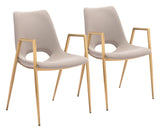 Desi Dining Chair - Set of 2 Beige & Gold 109731 Zuo Modern