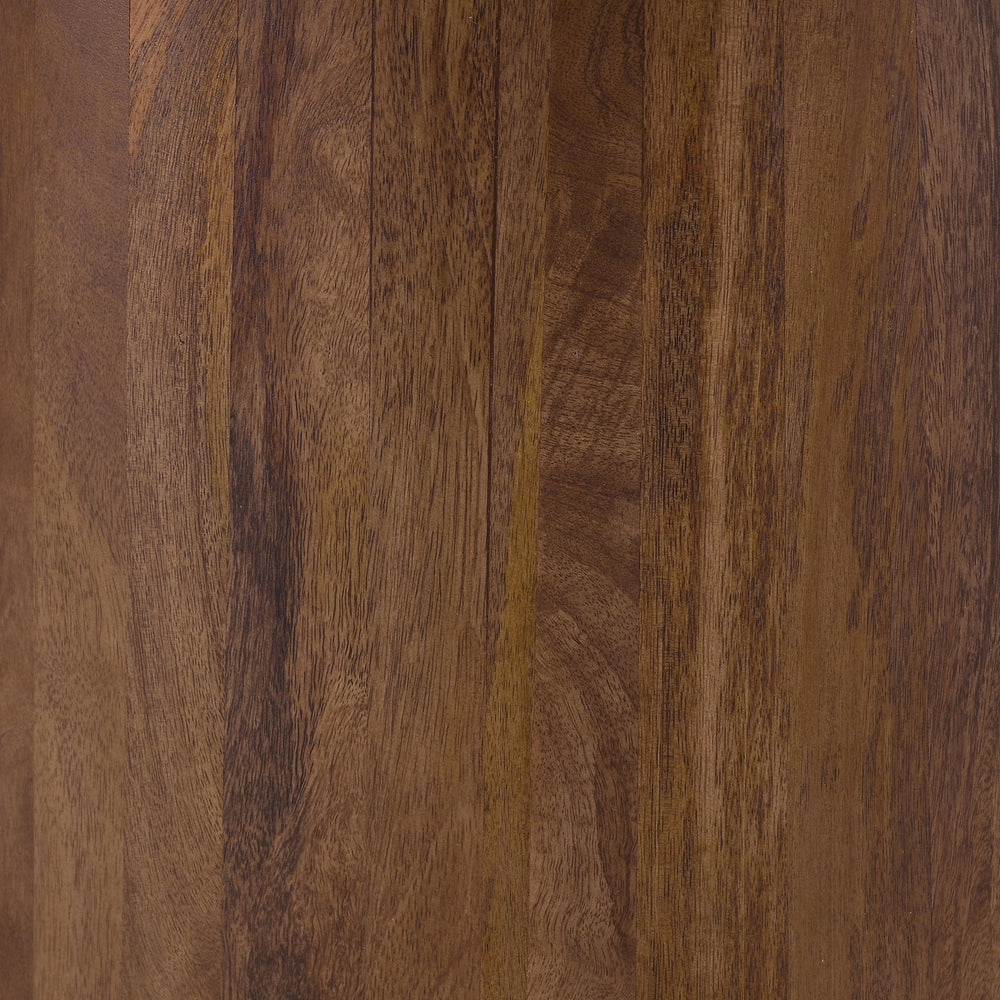 English Elm Feast 46" Round Marble Dining Table with Fluted Mango Wood Base — Elegant White Top, Natural Finish B062S00856