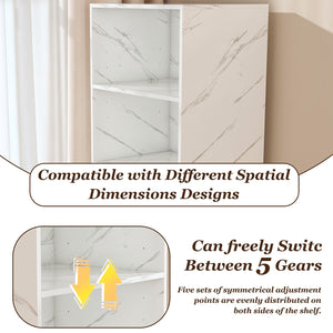 English Elm Stretchable expandable office desk with magnetic fold, lockable casters, adjustable shelves for storage and space-saving White Marble W509P355682