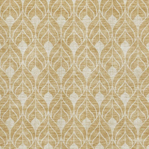 HomeRoots 5' X 8' Gold and Beige Geometric Area Rug - Washable, UV-Protected, Stain-Resistant Design for Modern Homes 674001