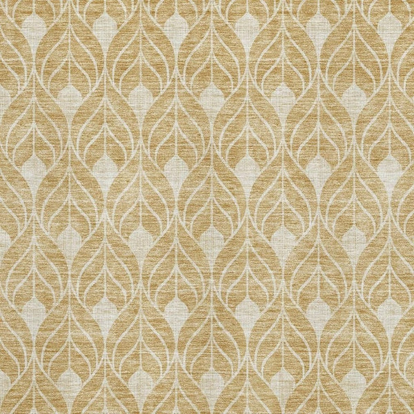 HomeRoots 8' X 10' Gold and Beige Geometric Area Rug – Washable, UV-Protected, Durable for Homes with Kids & Pets 674003