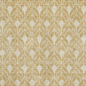 HomeRoots 9' X 12' Gold and Beige Geometric Area Rug – Durable, Washable, UV-Protection for Modern Living Spaces 674004
