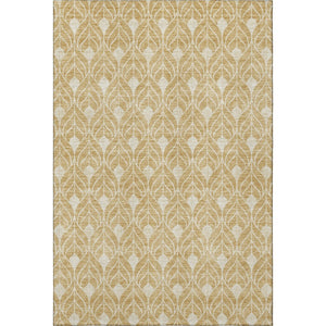 HomeRoots 9' X 12' Gold and Beige Geometric Area Rug – Durable, Washable, UV-Protection for Modern Living Spaces 674004