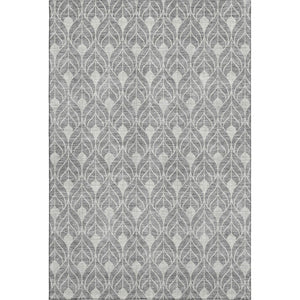 HomeRoots 9' Gray and Silver Geometric Area Rug - Washable, UV Protected, Stain Resistant for Modern Homes 674010