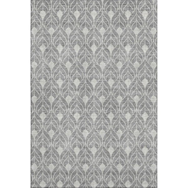 HomeRoots 9' Gray and Silver Geometric Area Rug - Washable, UV Protected, Stain Resistant for Modern Homes 674010