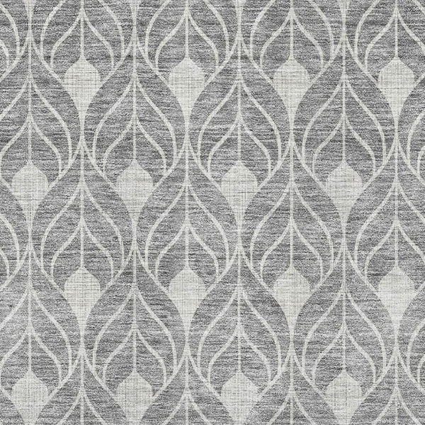 HomeRoots 9' Gray and Silver Geometric Area Rug - Washable, UV Protected, Stain Resistant for Modern Homes 674010