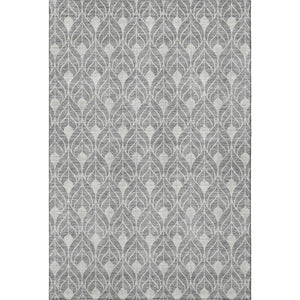 HomeRoots 9' Gray and Silver Geometric Area Rug - Washable, UV Protected, Stain Resistant for Modern Homes 674010