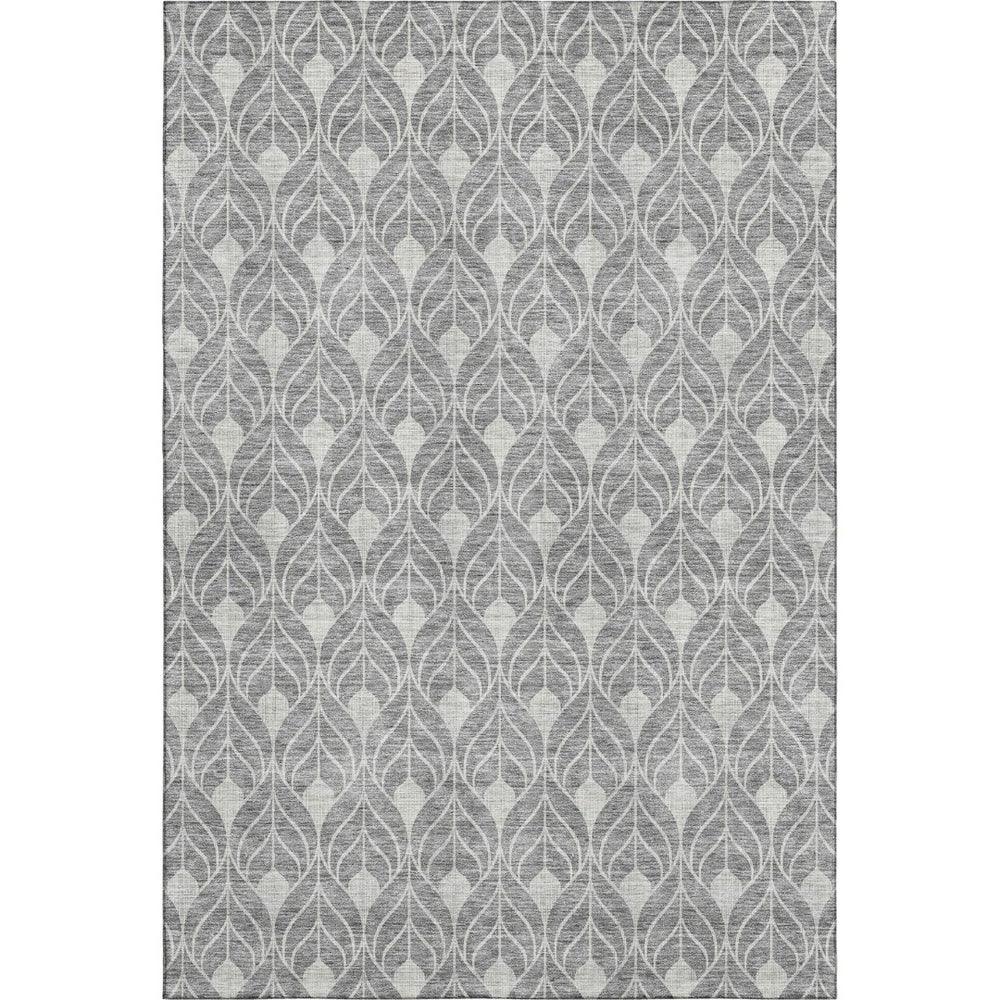 HomeRoots 10' X 14' Gray and Silver Geometric Area Rug - Washable, UV-Protected, Stylish for Busy Homes 674011