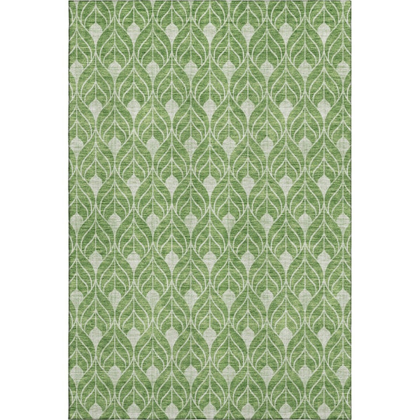 HomeRoots 8' X 10' Stylish Green and Ivory Geometric Area Rug - Washable, UV Protected, Perfect for Homes! 674015
