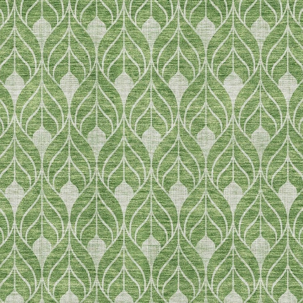 HomeRoots 8' X 10' Stylish Green and Ivory Geometric Area Rug - Washable, UV Protected, Perfect for Homes! 674015