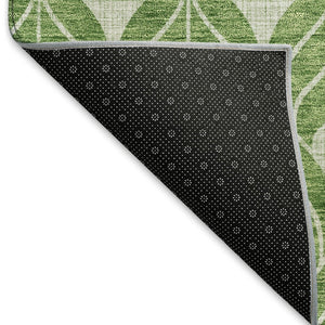 HomeRoots 9' X 12' Geometric Washable Area Rug in Green & Ivory – UV-Protected, Family-Friendly, Durable Design 674016