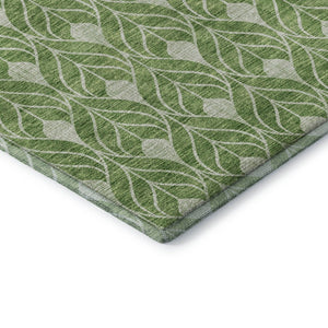 HomeRoots 9' X 12' Geometric Washable Area Rug in Green & Ivory – UV-Protected, Family-Friendly, Durable Design 674016