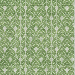 HomeRoots 9' X 12' Geometric Washable Area Rug in Green & Ivory – UV-Protected, Family-Friendly, Durable Design 674016