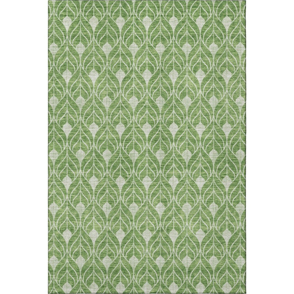 HomeRoots 10' X 14' Stylish Green and Ivory Geometric Area Rug – Washable, UV-Protected, Pet-Friendly Decor Solution 674017