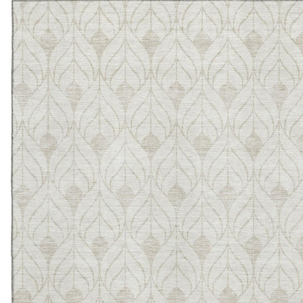 HomeRoots 5' X 8' Stylish Ivory & Beige Geometric Area Rug – Washable, UV Protected, Perfect for High Traffic Areas 674019