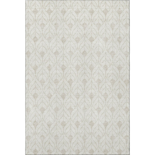 HomeRoots 8' X 10' Ivory & Beige Geometric Washable Area Rug - Durable, Stylish, UV-Protected for High-Traffic Areas 674021