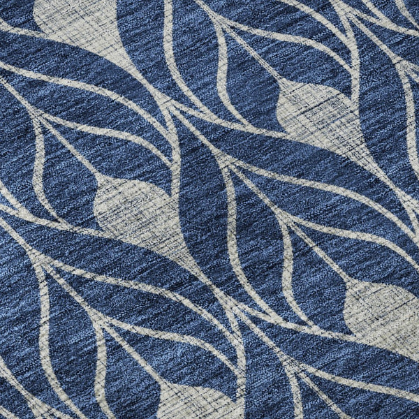 HomeRoots 5' X 8' Stylish Navy Blue & Silver Geometric Area Rug – Durable, Washable, UV Protected & Stain Resistant 674025