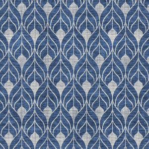 HomeRoots 9' X 12' Navy Blue & Silver Geometric Area Rug - Washable, UV Protected, Stain Resistant for Homes 674028