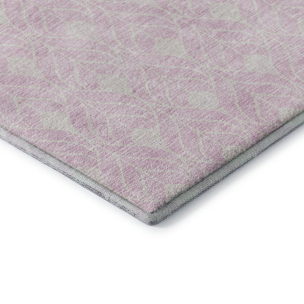 HomeRoots 8' Modern Pink and Ivory Geometric Round Rug - Washable, UV Protected, Durable for Kids & Pets 674032