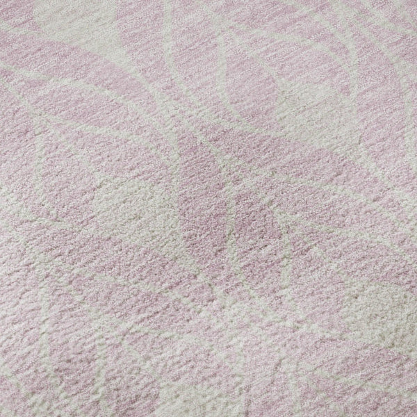 HomeRoots 8' Modern Pink and Ivory Geometric Round Rug - Washable, UV Protected, Durable for Kids & Pets 674032
