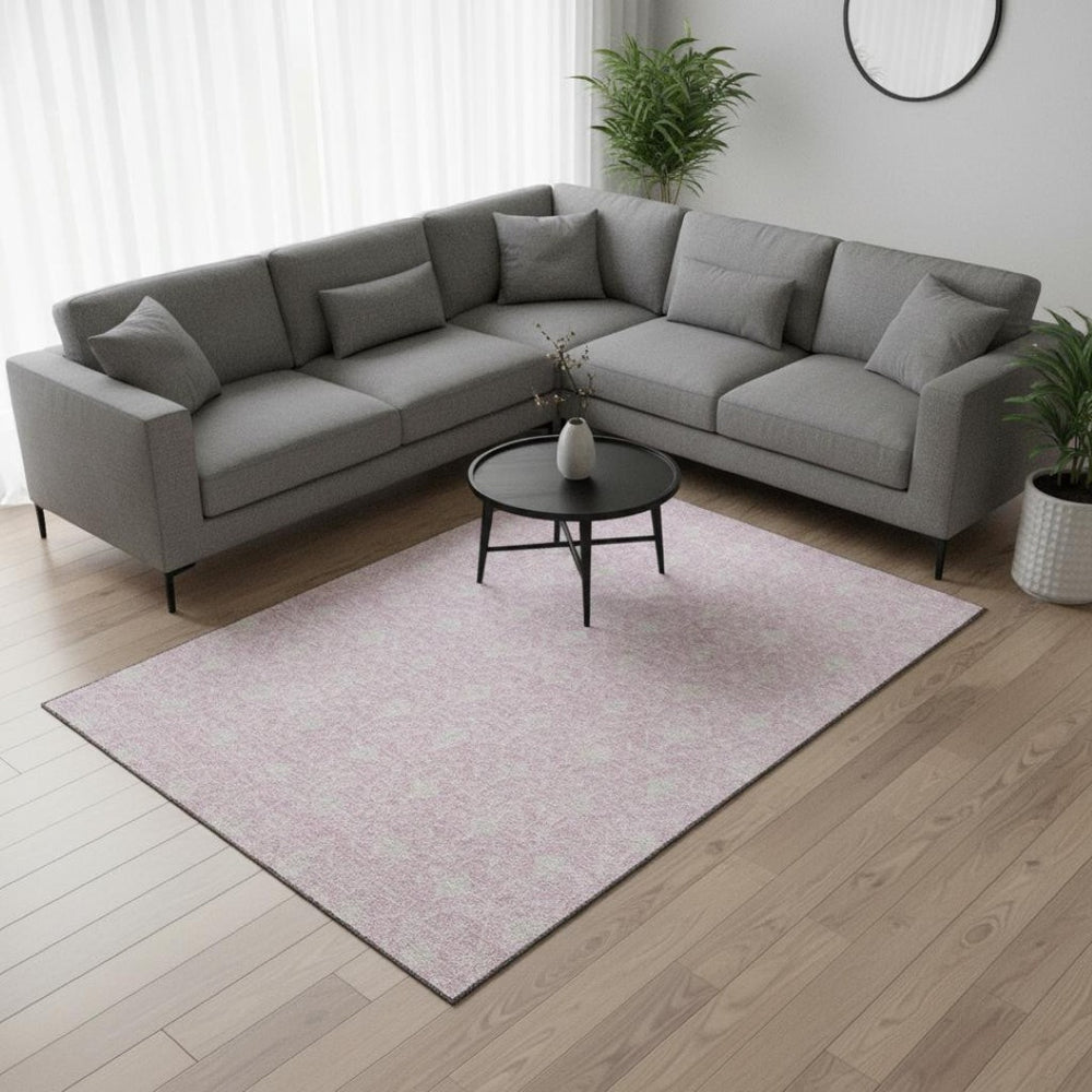 HomeRoots 9' X 12' Vibrant Pink & Ivory Geometric Area Rug - Washable, UV-Protected, Durable for Homes with Kids & Pets 674034