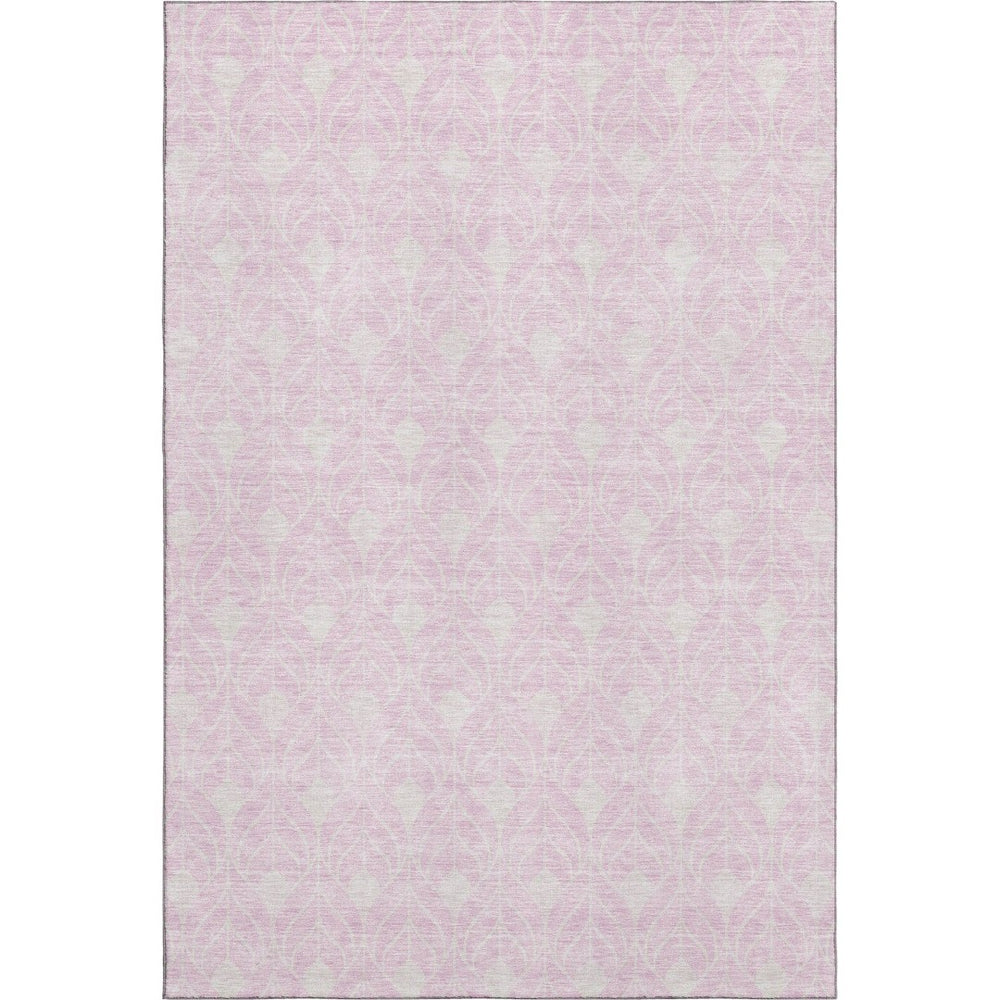 HomeRoots 9' X 12' Vibrant Pink & Ivory Geometric Area Rug - Washable, UV-Protected, Durable for Homes with Kids & Pets 674034