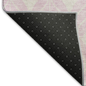 HomeRoots 10' X 14' Pink And Ivory Geometric Area Rug - Washable, UV Protected, Stylish & Durable for Homes 674035