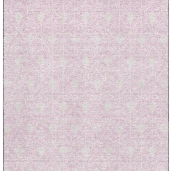 HomeRoots 10' X 14' Pink And Ivory Geometric Area Rug - Washable, UV Protected, Stylish & Durable for Homes 674035
