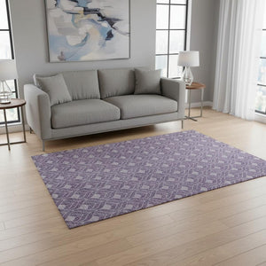 HomeRoots 5' X 8' Purple and Gray Geometric Area Rug - Washable, Durable, UV Protected for Modern Homes 674037
